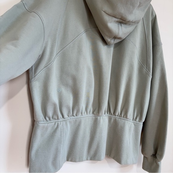 lululemon athletica green cotton fern hugged waist zip up relaxed fit Hoodie 12 - Picture 8 of 16